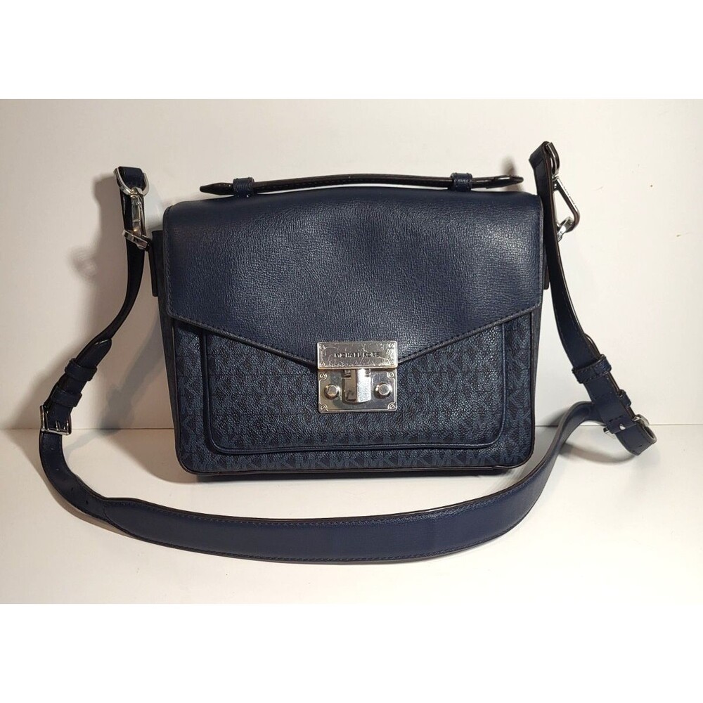 Michael Kors Navy Medium Admiral Crossbody Messenger Bag Adjustable Strap $428